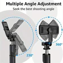 Ausziehbarer Smartphone Selfie-Stick mit 360° Drehung - Kabellose Fernbedienung, Stativ-Kompatibilität für Smartphones/Iphone/Android