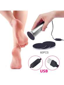 Lima eléctrica para pies, removedor eléctrico de callosidades con 60 piezas de papel de lija de recambio, dispositivo eléctrico de pedicura ajustable en velocidad para hombres y mujeres, suaviza pies ásperos y con callosidades - Plateado - Ver 9