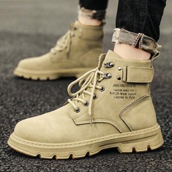 Men's High-Top Shoes, Outdoor Cargo, British Style, Mid-Top Boots
