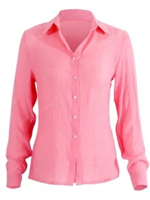 Blusa con Manga Larga para Mujer de Lino de Algodón, Camisa Casual para Mujer con Cuello Solapa y Manga Largas, camisas hawaianas mujer, guayaberas mujer, camisa manga largas mujer, camisa lino mujer, camisa de lino, camisa casual mujer, camisas hawaianas, camisa sin cuello