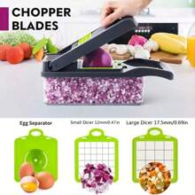 1 Set Multifunktions-Zerkleinerer,16 in 1 Lebensmittel-Zerkleinerer 8 Klingen-Schneider mit Behälter, Küche Gemüse Zwiebel Zerkleinerer Schnellschneider, Kartoffel Shredder Salat Zerkleinerer Camping