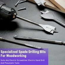 13 Piece Spade Drill Bit Set, Wood Drill Bit Set, Paddle Flat Bit Sets For Woodworking, Carbon Steel Paddle Flat Bit With Quick Change Shank, 1/4" To 1-1/2",Comes With L-Shaped Wrench - Silver - View 6