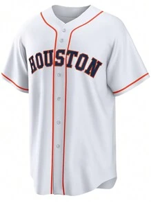 定制姓名号码男友风男士刺绣棒球夹克，休斯顿白色V领个性化短袖纽扣衬衫，适合派对、比赛、训练、运动等场合，尺码S-XXL。时尚、简约、舒适、易穿、低调、独特、个性十足。可定制圣诞装扮，打造男友风胶囊衣橱。是送给男友、朋友、家人和孩子的理想礼物，适合生日、圣诞节、秋冬季、假期、学校/比赛、运动/登山等场合。夏季 - 白色 - 查看 3