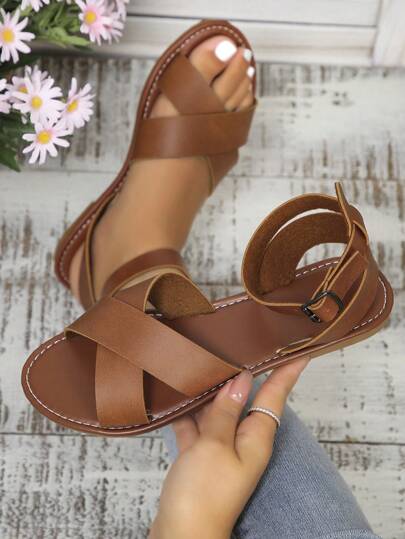 Livesso 女式簡約平底涼鞋，休閒開口夏季鞋，輕盈彈性帶拖鞋