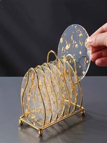 1PC Gold Foil Acrylic Coasters For Drinks, Drink Coasters Cup Mat For Drinks Coasters For Home Coffee Coasters, Gold Acrylic Coasters For Tabletop, Cups, Mugs, Bowls, Teapots, Non-Slip Protection, Coaster Set For Decor - Gold Foil Coasters - View 12