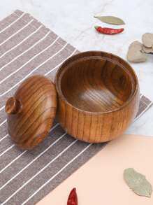 1入組帶蓋子和湯匙的鹽瓶，3.5英寸/9厘米木製檯面鹽容器，獨特的木製香料罐適用於家庭和廚房，容量6盎司