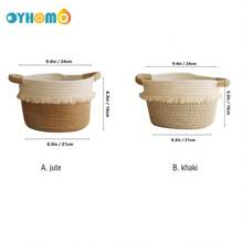 OYHOMO Canasta de almacenamiento con estilo bohemio, canasta de almacenamiento pequeña, canasta tejida de cuerda con borlas, canasta decorativa para estantería para juguetes, maquillaje, dormitorio, baño