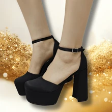 ZAPATILLA DE PLATAFORMA TIPO BRATZ PARA DAMA, DE FIESTA, SEXY, GLAMOUR, - Negro - Ver 6