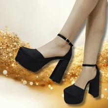ZAPATILLA DE PLATAFORMA TIPO BRATZ PARA DAMA, DE FIESTA, SEXY, GLAMOUR, - Negro - Ver 1