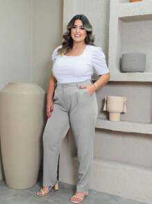 Plus Size Pants - Light Grey - View 2