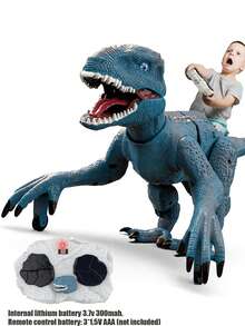 遙控恐龍遙控迅猛龍噴霧飛行龍行走逼真機器人，LED噴霧明亮眼睛和聲音，2.4Ghz類比遙控玩具，恐龍模型，適合6-12歲兒童 - 彩色 - 查看 2