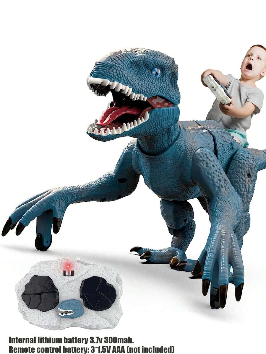 遙控恐龍遙控迅猛龍噴霧飛行龍行走逼真機器人，LED噴霧明亮眼睛和聲音，2.4Ghz類比遙控玩具，恐龍模型，適合6-12歲兒童