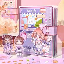 适合女孩日常生活的 DIY 纸娃娃玩具书 - 食物制作、学校操场、贴纸、工艺品用品 - 彩色 - 查看 15