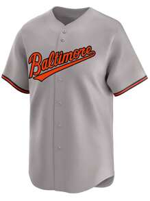 Customized Name And Number Boyfriend Style Men's Embroidery Baseball Jersey Baltimore Grey V-Neck Personalized Short Sleeve Button Down Shirts Party Games Training Sports Tops S-Xxl