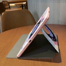 Khe cắm bút+720° Xoay Hộp đựng IPad Pro 2024 13-Inch/5th /6th/Pro 1st 2nd/7th /Air 2024 4th 5th Gen/8th /9th Gen/4th Gen 10 Lỗ LOGO Chống sốc Da PU Mèo dễ thương Chó Hoa văn cổ điển Vỏ IPad - Màu Hồng  San hô - Xem 6