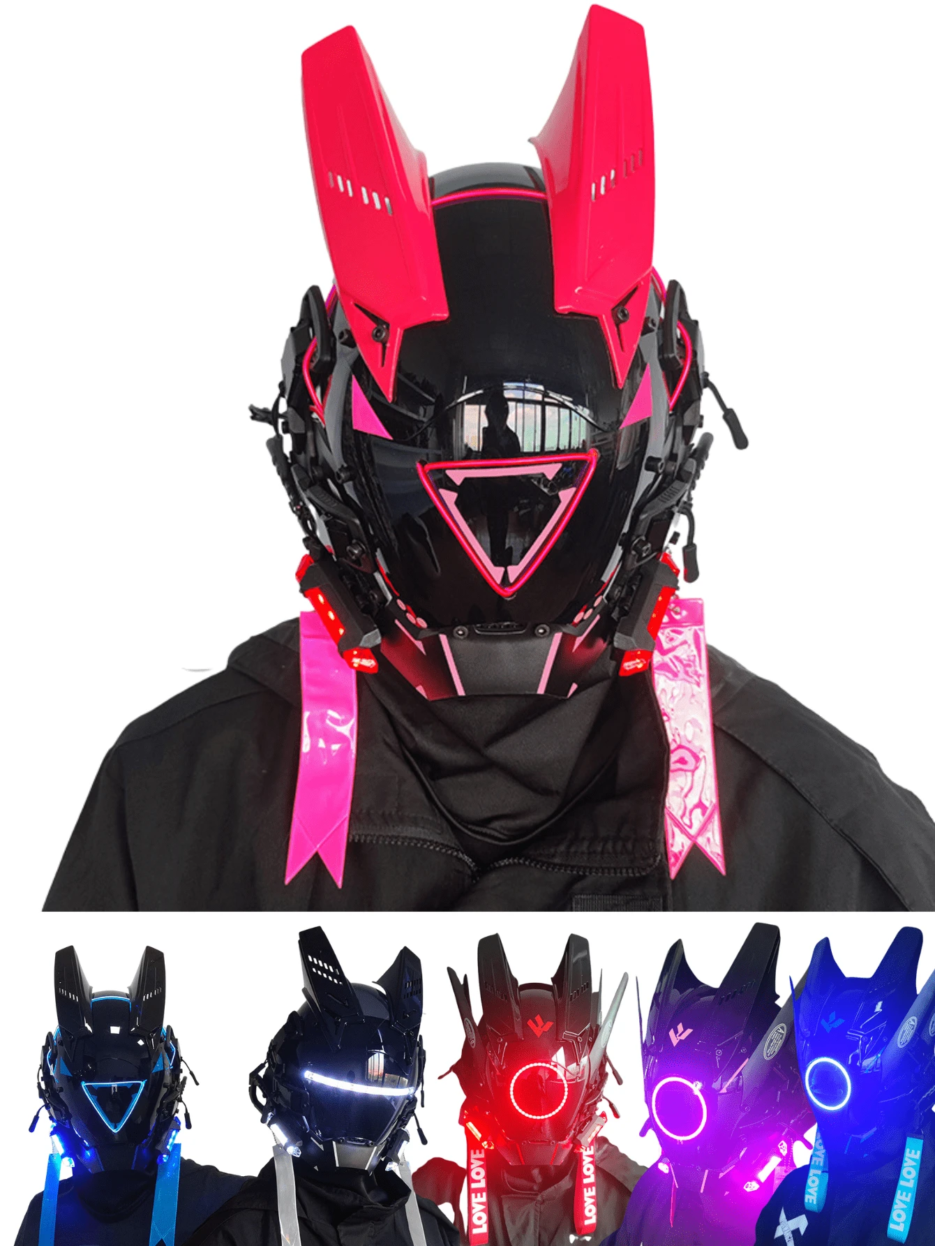 מסכת CyberPunk - אביזר קוספליי PVC מגניב ונאה עם עיצוב עתידני למסיבה ...