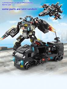 585 件警察建筑积木可变形机器人、直升机、汽车 8 合 1 模型；1134 件 6 合 1 灰色海军战舰；14+ 灰色战舰组装手工礼物，适合青少年房间装饰 - 彩色 - 查看 1