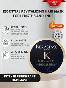 卡诗[迷你] CHRONOLOGISTE 青春焕发发膜 75ml 必备焕发发膜，适用于发梢和发梢。滋润秀发和头皮，令秀发柔软亮泽 | 防毛躁深层护理发膜 | 蕴含透明质酸 | 适用于干燥受损发质 - 黑色 - 查看 1