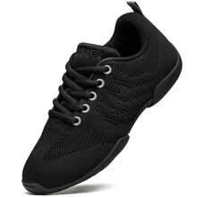 BAXINIER Girls Cheerleading Shoes Kids Lightweight Competition Sneakers Indoor Cheer Dance Black Shoes - Black - View 1