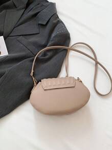 HELLO WEEKEND 1入組珍珠鏈繡PU材質手提翻蓋時尚手袋，適用於女士日常使用