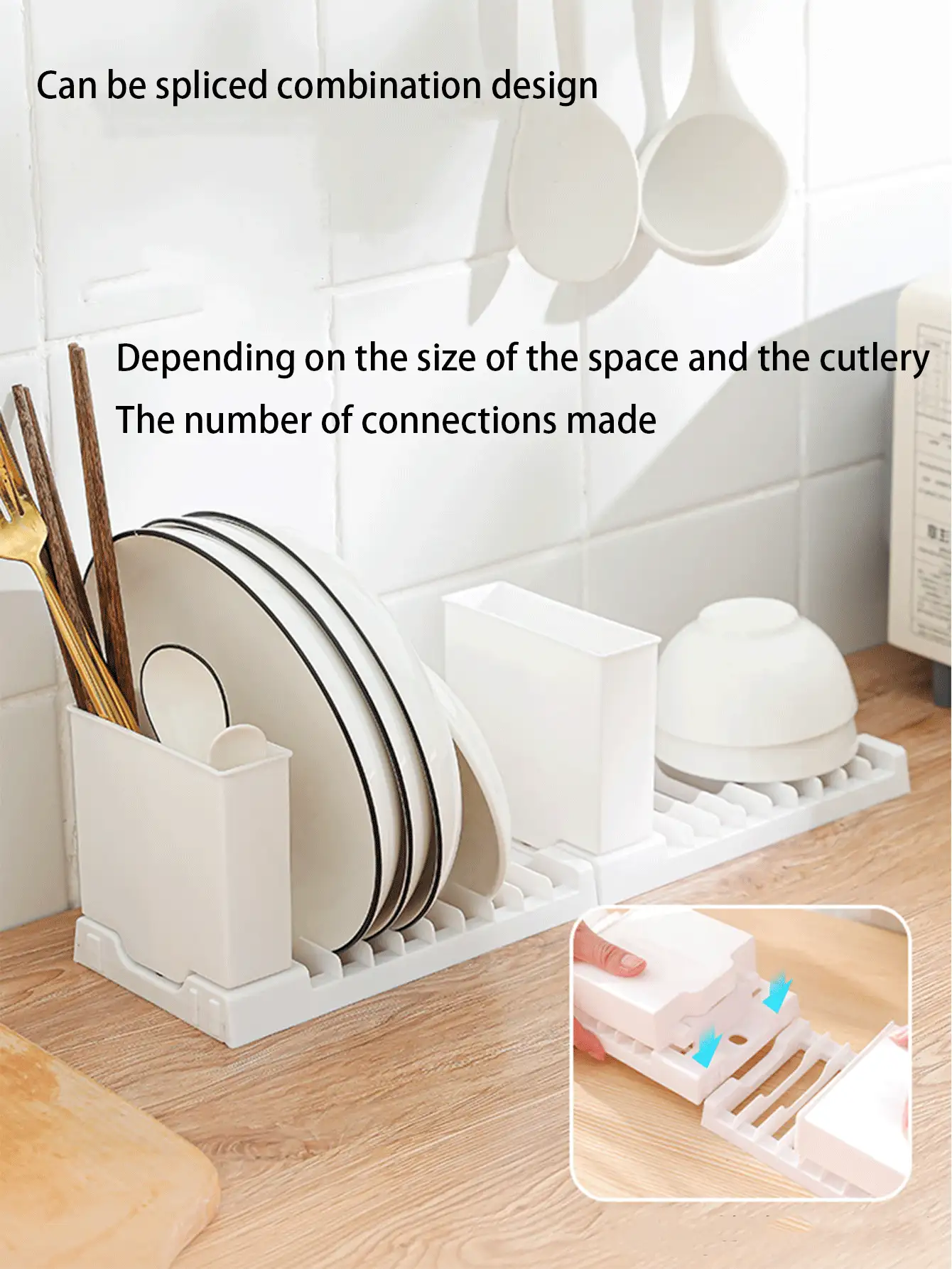 1入組碗碟架，家居創意可收縮碗碟瀝乾架，多功能可折疊碗碟架，可存放碗碟和筷子，廚房收納組織，廚房用品 - 廚房瀝水架 - 查看 5