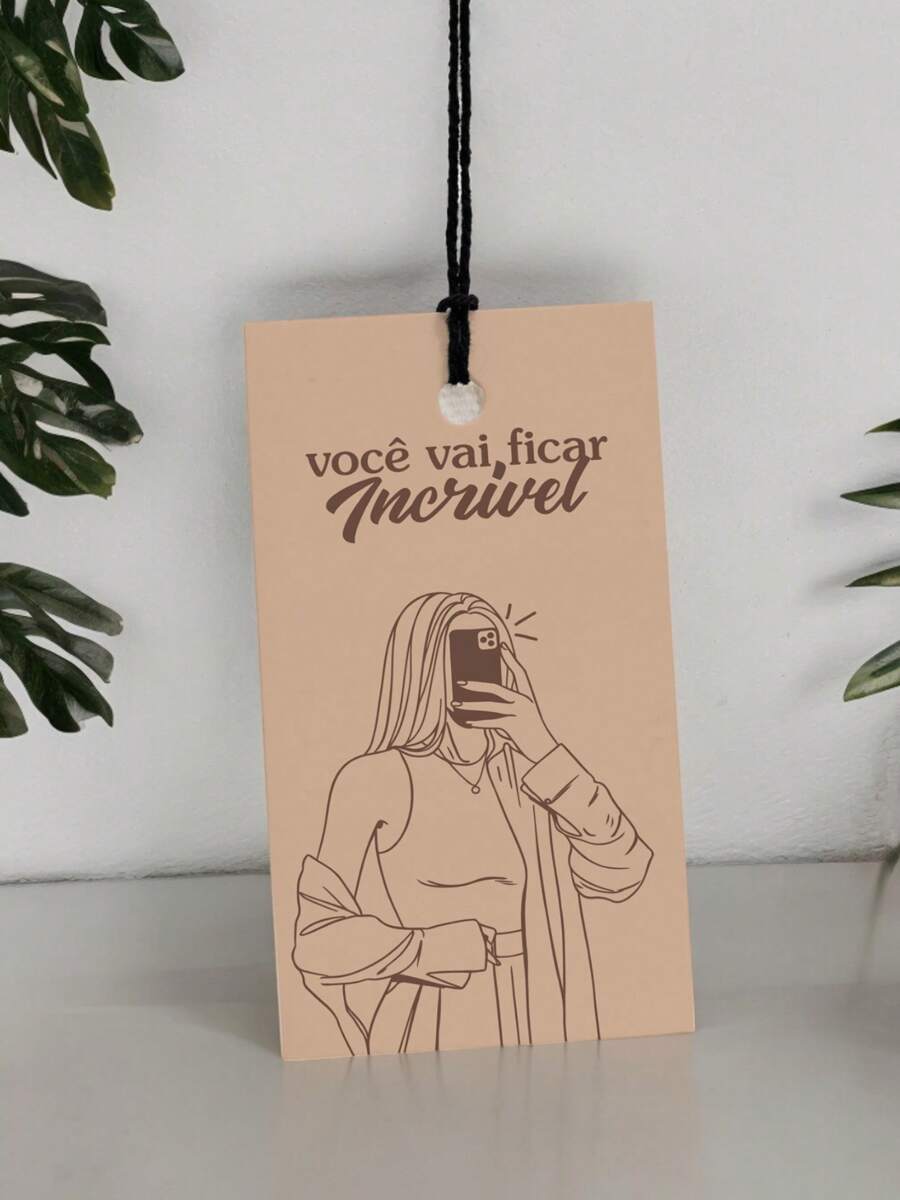Etiqueta Tag para Loja de Roupas Camisetas 9x5 250g - Bege - Visão 1