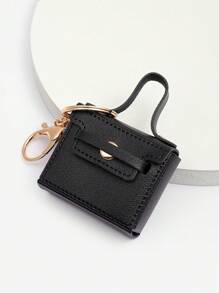 1 pezzo Borsellino portamonete portachiavi con puzzetta Carina e supporto per cuffie, Borsa portachiavi a forma di quadrato piccolo e creativo, portamonete da viaggio, regalo portachiavi, pendente per zainetto, regalo per uso quotidiano delle Donne - Multicolore - Visualizzare 5