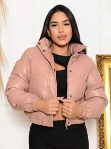 Women Down Coats - 乾枯玫瑰色 - 查看 6