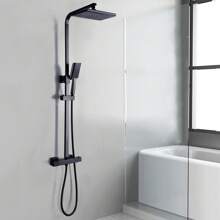 Shower Set With Thermostat Mixer Shower System Black Shower Fitting Rain Shower Shower Column Set Shower Rod