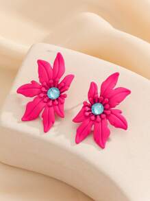 1 Pair Symmetrical Flower Stud Earrings For Women