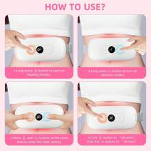 Portable Heating Pad For Menstrual Cramps: Wireless Electric Heat Pad With 30-60 Minutes Timer, 6 Levels Of Heat And Vibration Modes For Back Pain Relief, Menstrual Heat Pad - White - View 3