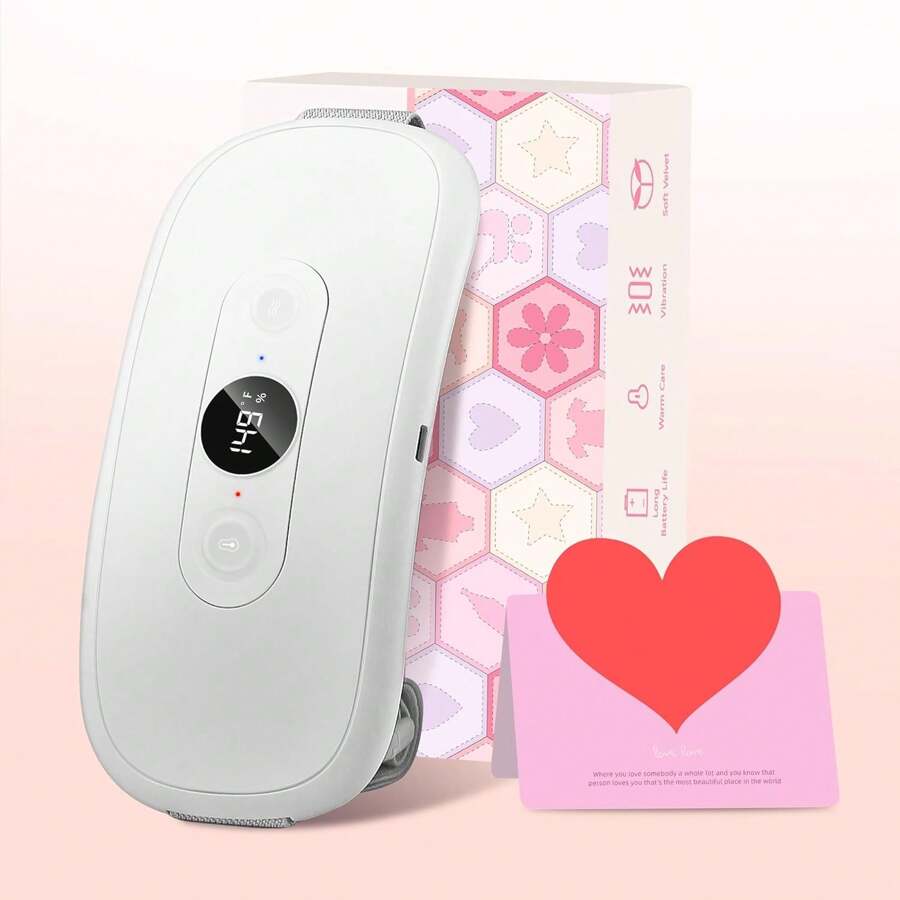 Portable Heating Pad For Menstrual Cramps: Wireless Electric Heat Pad With 30-60 Minutes Timer, 6 Levels Of Heat And Vibration Modes For Back Pain Relief, Menstrual Heat Pad - White - View 1