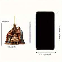 1pc 2D Flat Pattern Nativity Pattern Car Hanging Decoration, Classical Style Acrylic Festival Decoration, Atmosphere Decoration, Home Decoration, Christian Decoration