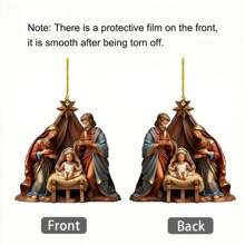1pc 2D Flat Pattern Nativity Pattern Car Hanging Decoration, Classical Style Acrylic Festival Decoration, Atmosphere Decoration, Home Decoration, Christian Decoration