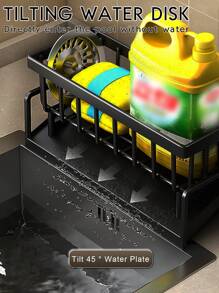 1個廚房排水架，海綿架，家用水槽布架，櫥櫃布架，海綿排水架，儲物架，適用於廚房儲存和清潔工具，使廚房乾淨整潔 - 黑色 - 查看 9