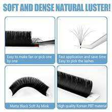 Extensões de cílios Gorota Super Soft Blomming Lashes Easy Fan Mega Volume Fans 8-20mm Todos os Tamanhos Suprimentos de Cílios para a Beleza dos Olhos - C - Visão 3