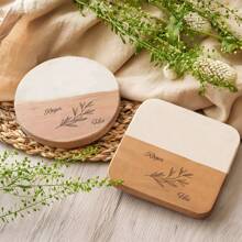 1 Pezzo Sottobicchieri In Legno Personalizzati, Regali Di Nozze Per Coppie, Set Di Sottobicchieri Personalizzati, Regalo Per La Nuova Casa, Regali Di Natale - sottobicchiere quadrato - Visualizzare 5
