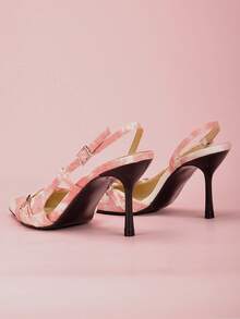 Buckles Belt Pointed Toe Pink Heels Hollow Out Slingback Women Thin Heel Shoes Cross Band Party High Heel Pumps Prom Charming Shoes - Pink - View 7