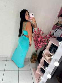 Women Two-Piece Outfits - Baby Blue - View 1