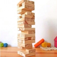 Jogo Caiu Perdeu Terremoto 54 Peças Alfabeto Educativo Mdf Degrau Brinquedos Educativo - Marrom Claro - Visão 3