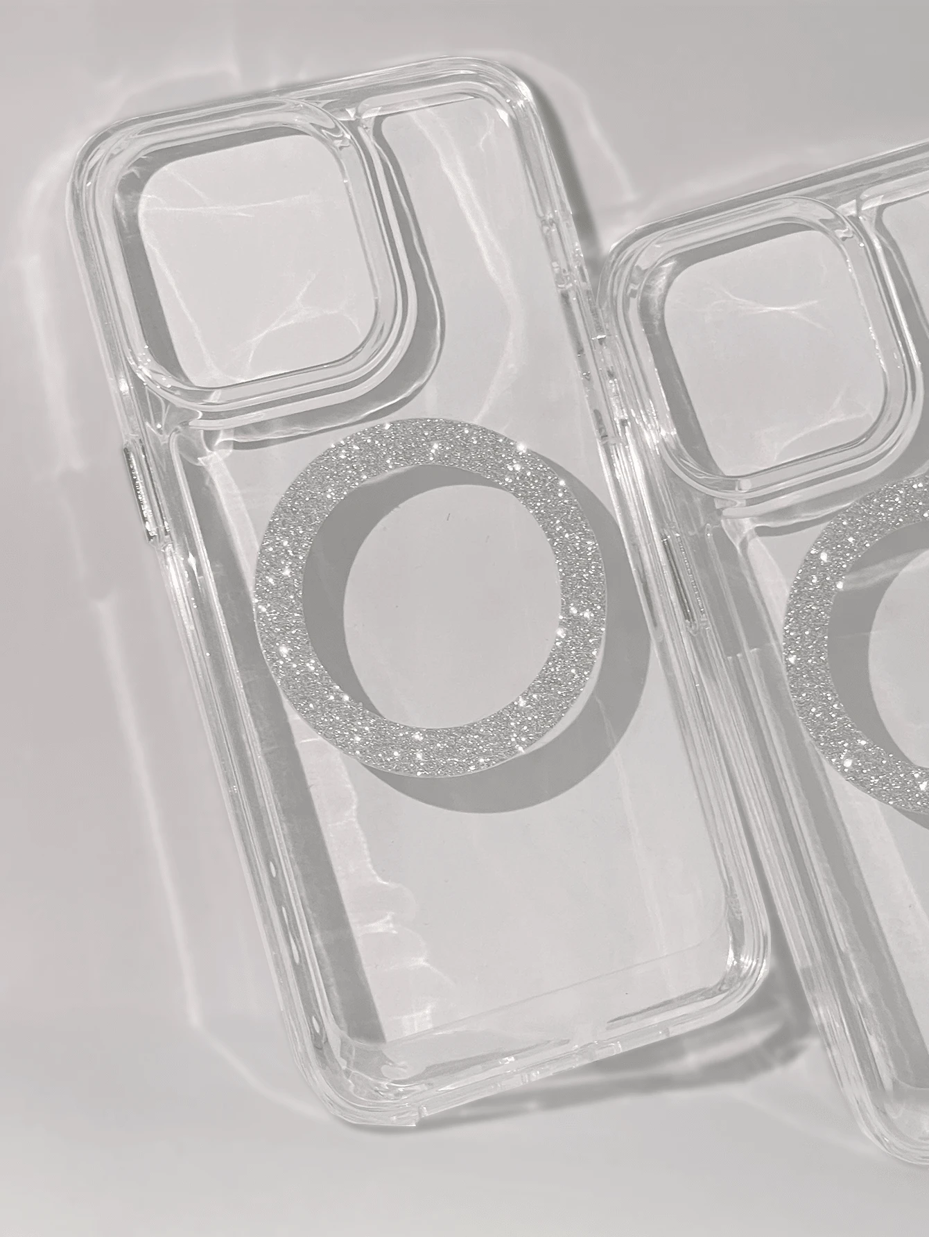1PC 3.0mm Anti-Yellowing Acrylic Rhinestone Clear Phone Case Compatible With IPhone