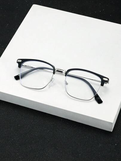 一副男士半框轻便眼镜，适合电脑、阅读、游戏、电视和智能手机使用。