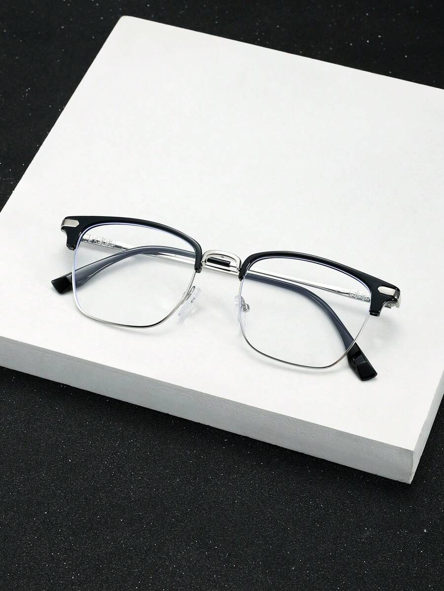 一副男士半框轻便眼镜，适合电脑、阅读、游戏、电视和智能手机使用。