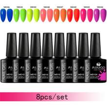 Set/Kit 8 pezzi da 8ml di smalto gel unghie glitterato, serie di colori viola, rosa, marrone, rosso, smalto semipermanente, da immergere, per unghie UV LED, per manicure
