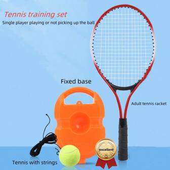 1 set tennistrainingsset voor één speler met 1 bal, 1 basis, duurzame legeringconstructie, zeer elastische rebound, geschikt voor gebruik door volwassenen op binnen- en buitenbanen, geen noodzaak om ballen op te halen