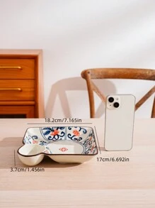 1pc/2pcs 7-Inch Ceramic Plates, Party/Event Tableware, Dumplings Plate, Hotel Restaurant Home Decor, Nordic Modern Creative Colorful Printed Square Plate With Sauce Dish, Snack Plate, Multi-Color Square Plate, Flower Plate - Multicolor - View 14