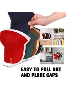 4pcs Baseball Cap Display And Storage Rack, Acrylic Cap Holder Without Installation, Holds 28 Caps, Transparent Hat Organizer For Bedroom, Gender Reveal Party, Perfect For Birthdays, Weddings, Parties, The Perfect Gift For Colleagues, Friends, And Family, Back To School - Clear - View 4