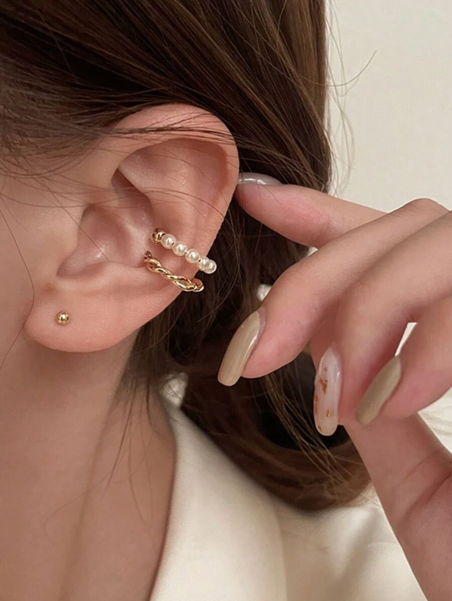 1pc Versatile Elegant Pearl Cartilage Ear Cuff - Multicolor - View 1