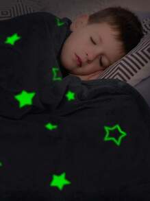 Blanket That Glows In The Dark Double Size Beautiful Models For Children - Gris plata/Estrellas - View 3