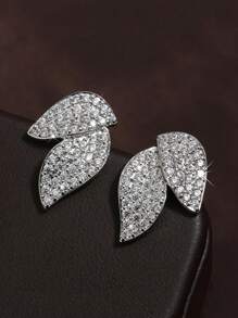 2 件优雅简约铜方晶锆石不对称耳钉，适合女性日常佩戴 - 款式5 - 查看 5